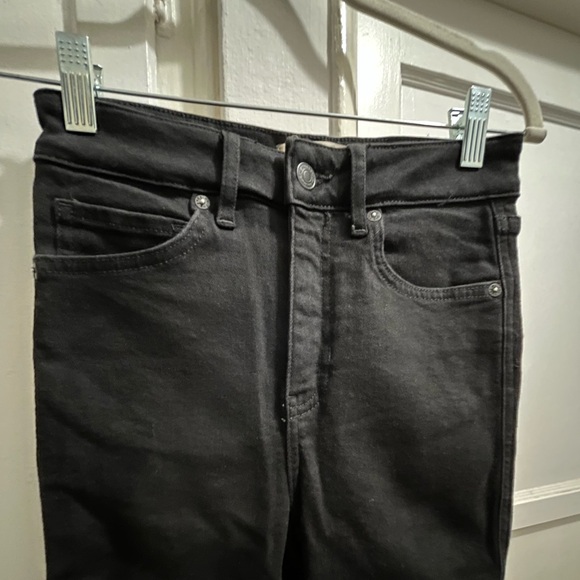 Free People We the free hi rise skinny distressed hem jeans ink black size 26 - Picture 7 of 14